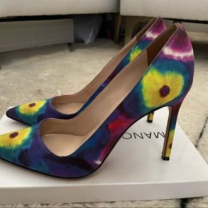 Manolo Blahnik Blue/Pink/Yellow Tie Dye Fabric